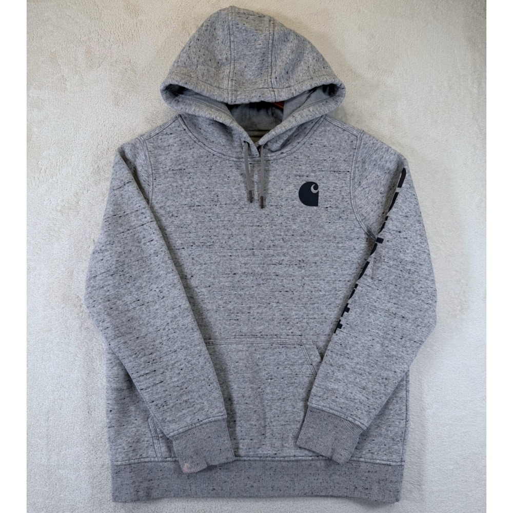 Carhartt Youth Gray Heather Relaxed Fit Graphic Hoodie Sweatshirt L 12-14 102791